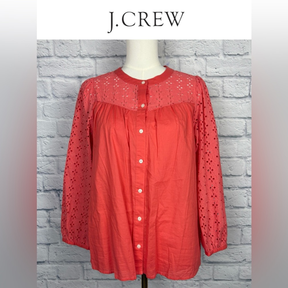 NWT J.Crew cotton Eyelet blouse size S